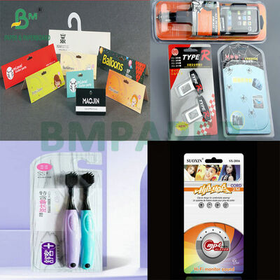 ورقة من الورق المقوى الأبيض قابلة للغلق بالحرارة لحزمة نفطة التصاق قوي مع ورق صلب مقاوم للرطوبة PVC / PET 250 جرام 300 جرام لعرض البيع بالتجزئة